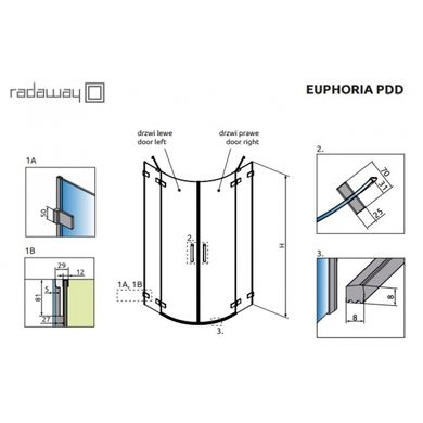 Душова кабіна Radaway Euphoria PDD 100 прозоре скло 383003-01R 383003-01Rдк