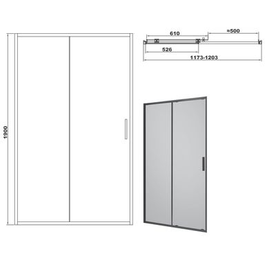 FEN3540B ART Душові двері 1200, чорний матовий, без піддона, скло прозоре (1 сорт) 462782