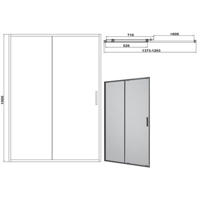 FEN3640B ART Душові двері 1400, чорний матовий, без піддона, скло прозоре (1 сорт) 462783