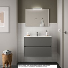 Комплект меблів для ванної кімнати, 85042 NOJA 800 GR: тумба під раковину 800мм , раковина 810х460, дзеркало 800х600, світильник для дзеркала, колір сірий мат 462826