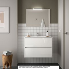Комплект меблів для ванної кімнати Salgar, 85040 NOJA 800 WH: тумба під раковину 800мм , раковина 810х460, дзеркало 600х800, світильник для дзеркала, колір білий глянцець 462825