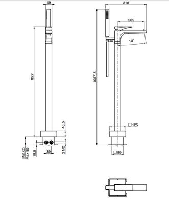 Змішувач підлоговий для ванни Zeta (F3964-4BS), Fima LC-17310