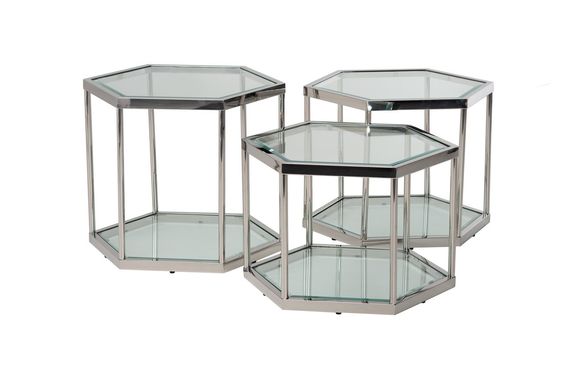 Кофейный стол CK-3 прозрачный+серебро VM-939