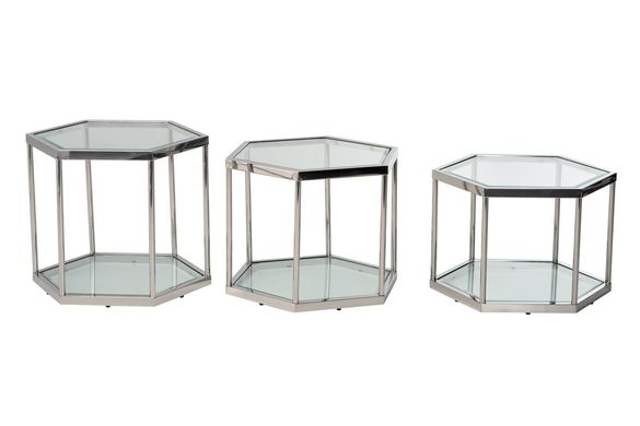 Кофейный стол CK-3 прозрачный+серебро VM-939