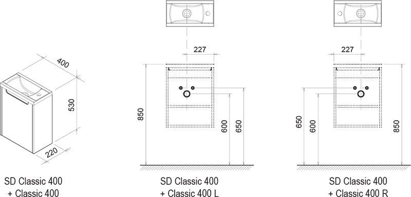 Двері для шафки під умивальник SD 400 R CLASSIC, RAVAK LC-21284