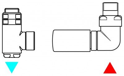 Набір вентилів термостатичний трьохосьовий з трійником правий хром Terma LC-23605