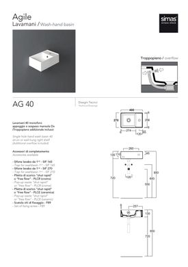 Умивальник AG 40 Agile (AG40) Glossy white SIMAS LC-19531