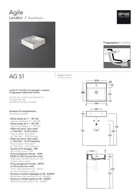 Умивальник AG 51 Agile (AG51) Glossy white SIMAS LC-19533