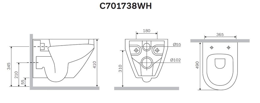 Унітаз підвісний з сидінням мікроліфт AM.PM C701738SC Spirit 2.0 C701738SC