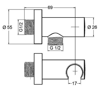 Підключення душового шланга DN 15 A-QA (6054739-00) чорний, Kludi LC-21060