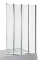 Шторка-гармошка на ванну 89*140см, прозрачное стекло 5мм, профиль хром 043331
